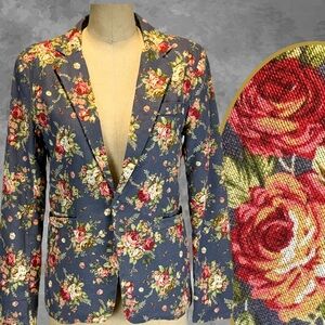 Cottage‎ rose garden blazer womens suit coat jacket Victorian floral
